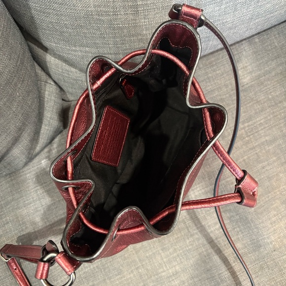 Coach Maroon Burgundy Leather Crossbody Drawstring Bucket Bag - Picture 4 of 9
